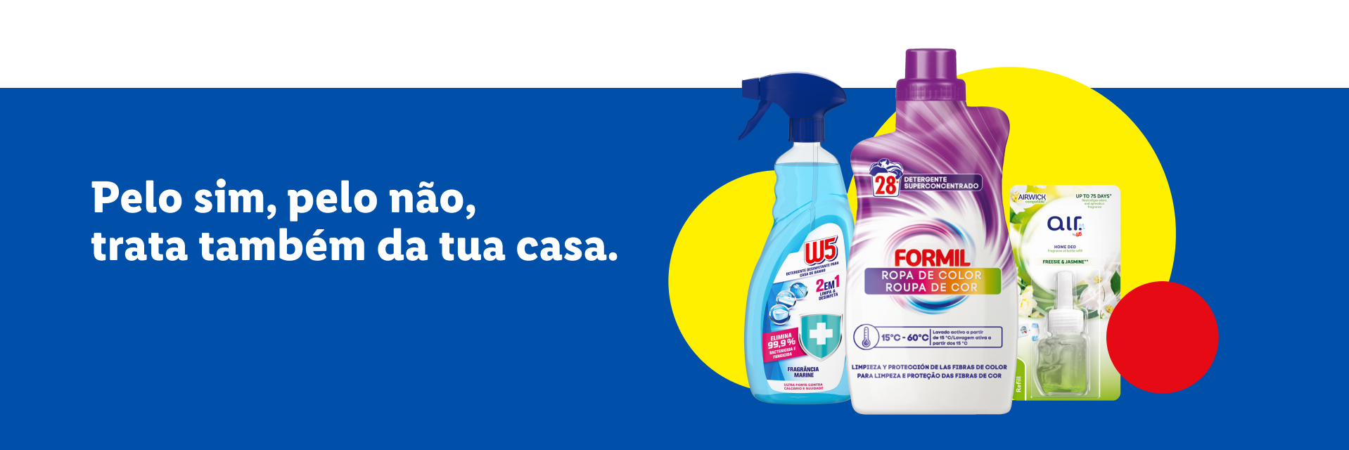 Produtos de limpeza doméstica, incluindo detergente superconcentrado Formil e spray de limpeza W5.