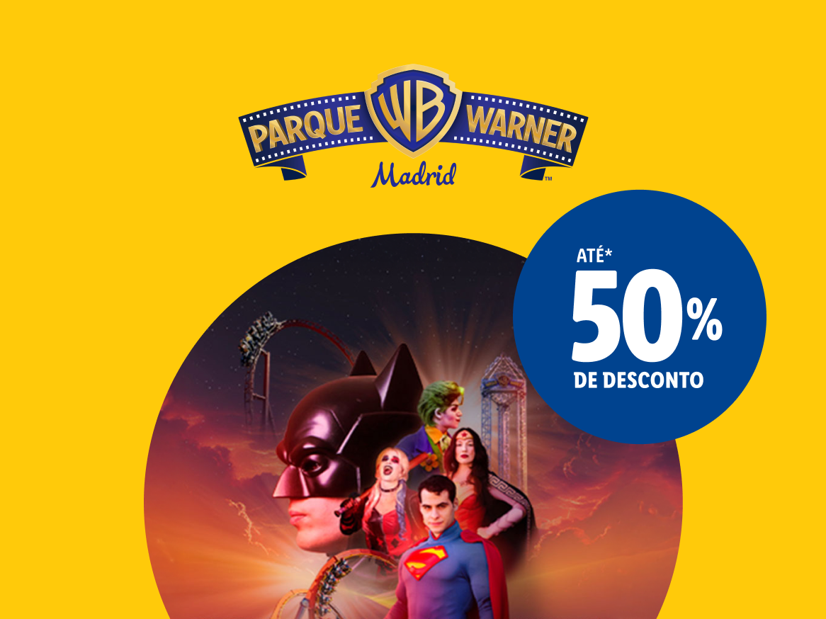 Parque Warner Madrid: até 50% de desconto em ingressos com personagens da DC Comics.
