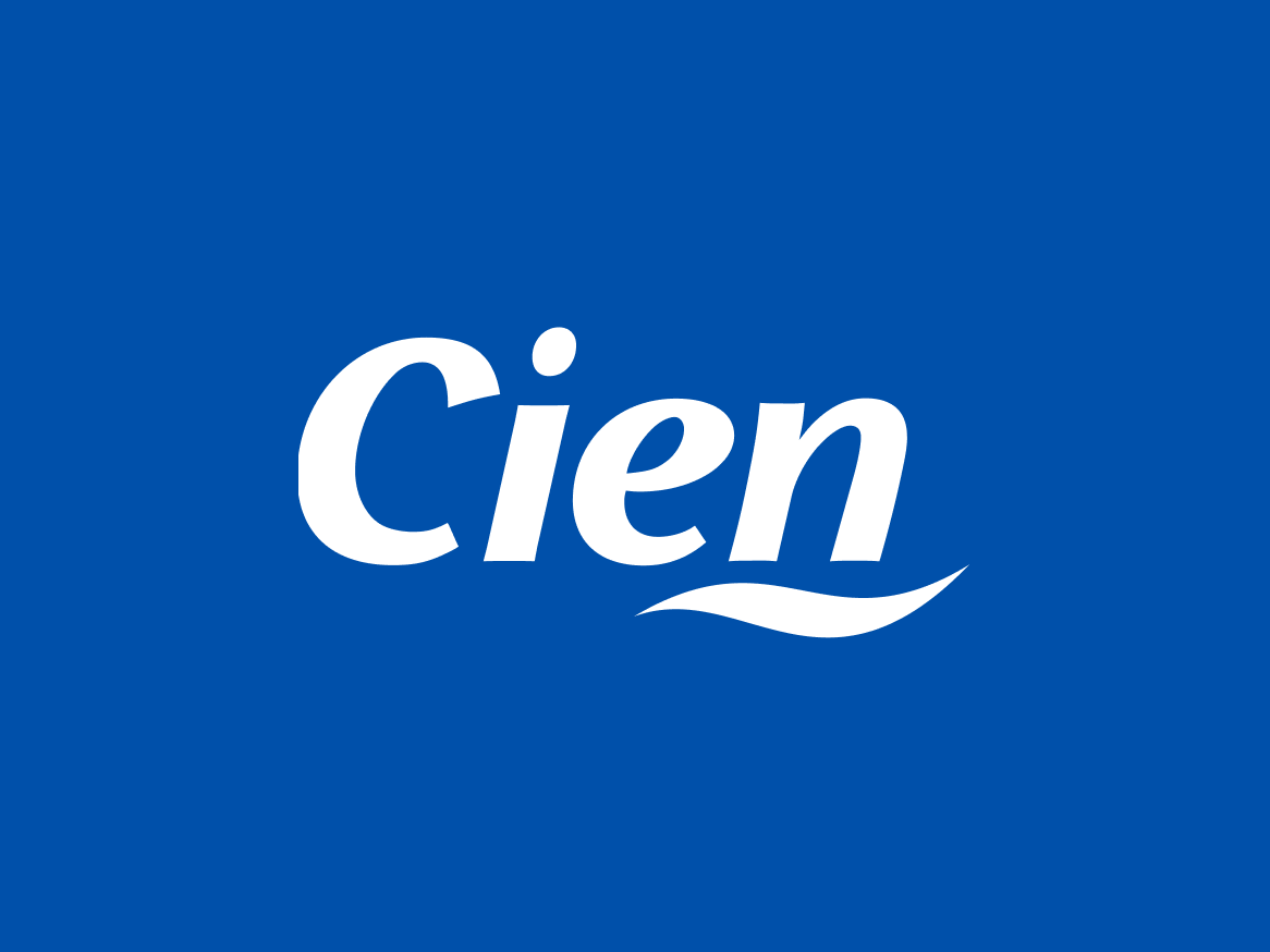 Logótipo da marca de cosméticos e cuidados pessoais em fundo azul.