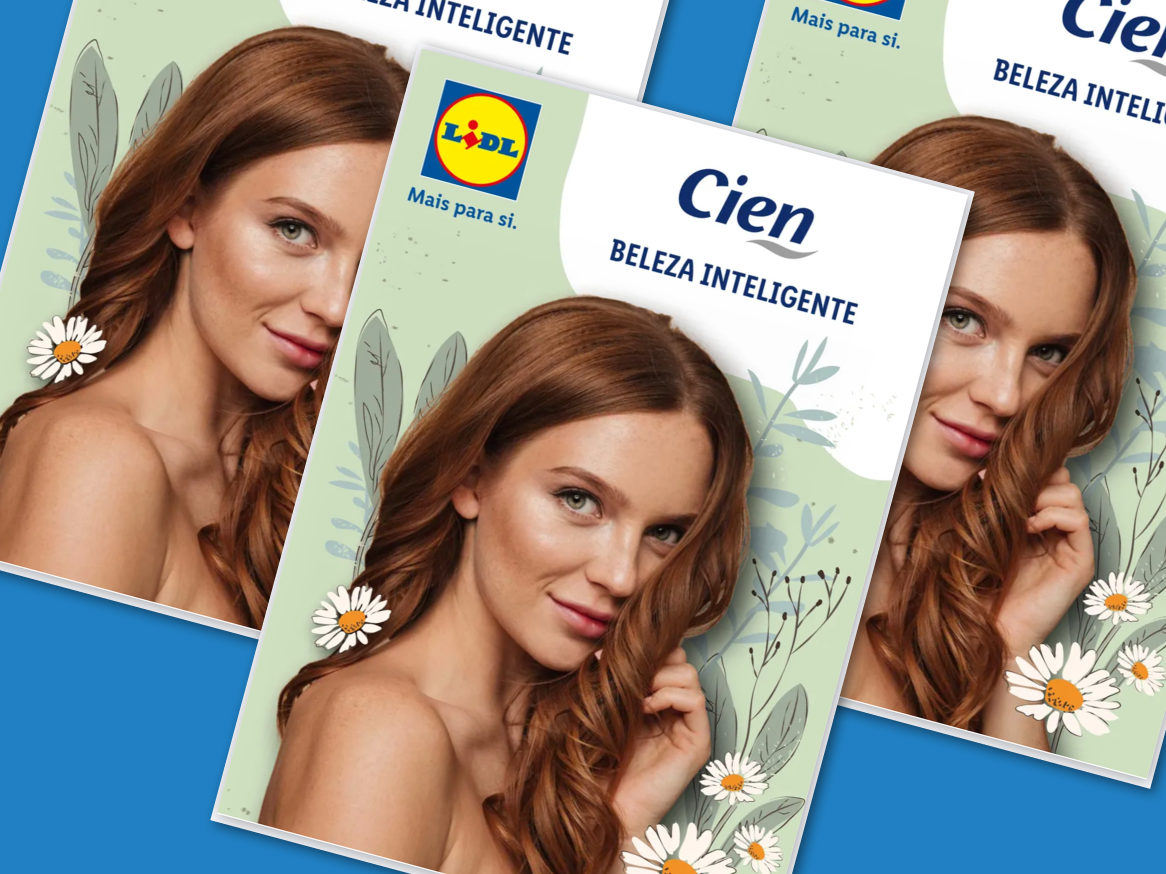 Produtos Cien Lidl: campanha de beleza feminina.