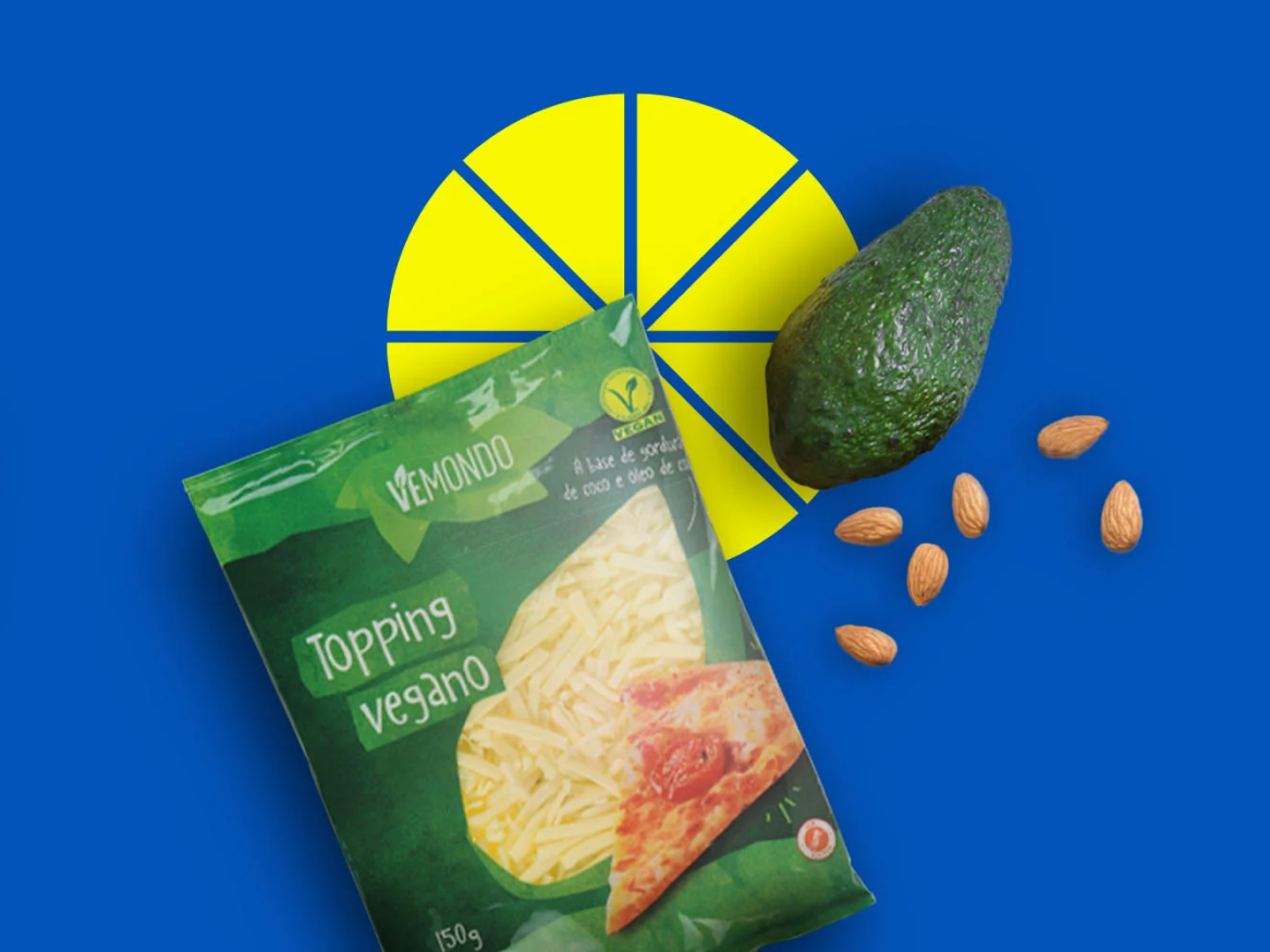 Queijo vegano Vemondo com abacate e amêndoas.