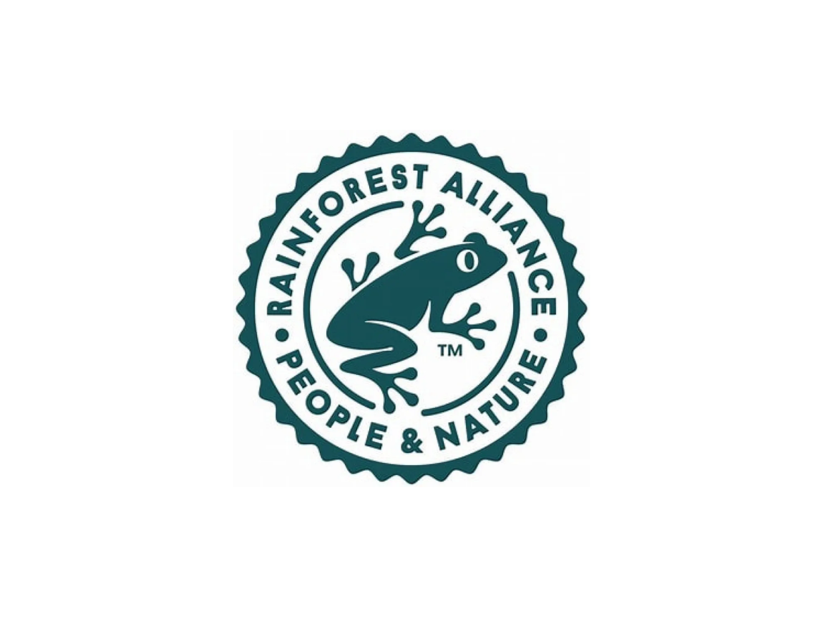 Logotipo da Rainforest Alliance com um sapo.
