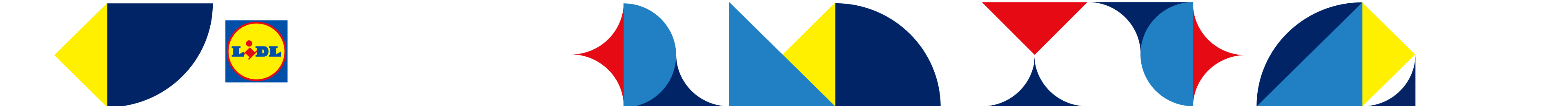 Logotipo Lidl Villages com fundo geométrico colorido.