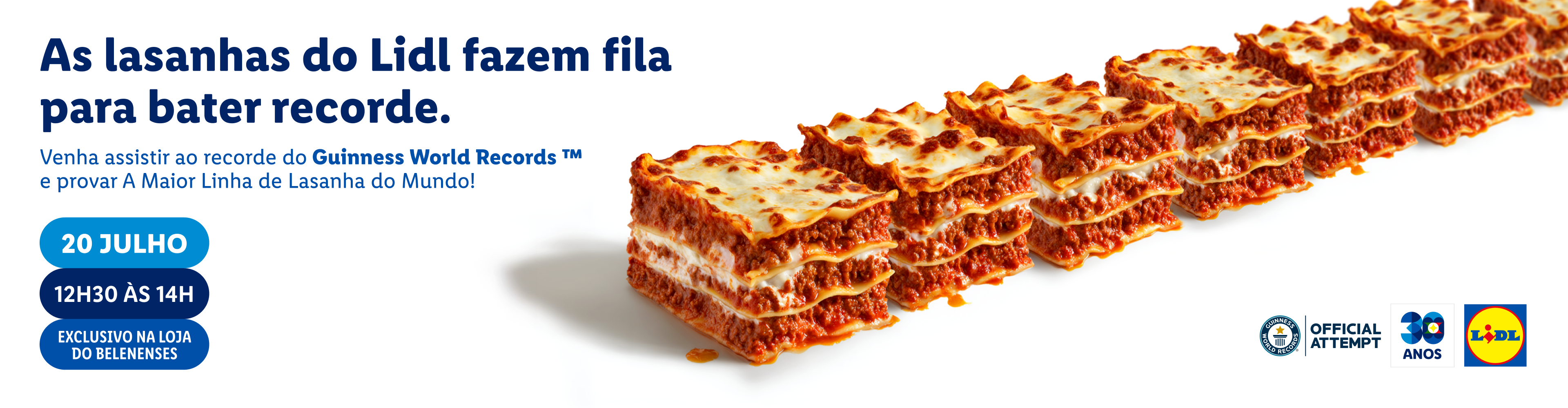 Lasanhas Lidl em fila para bater recorde Guinness World Records.