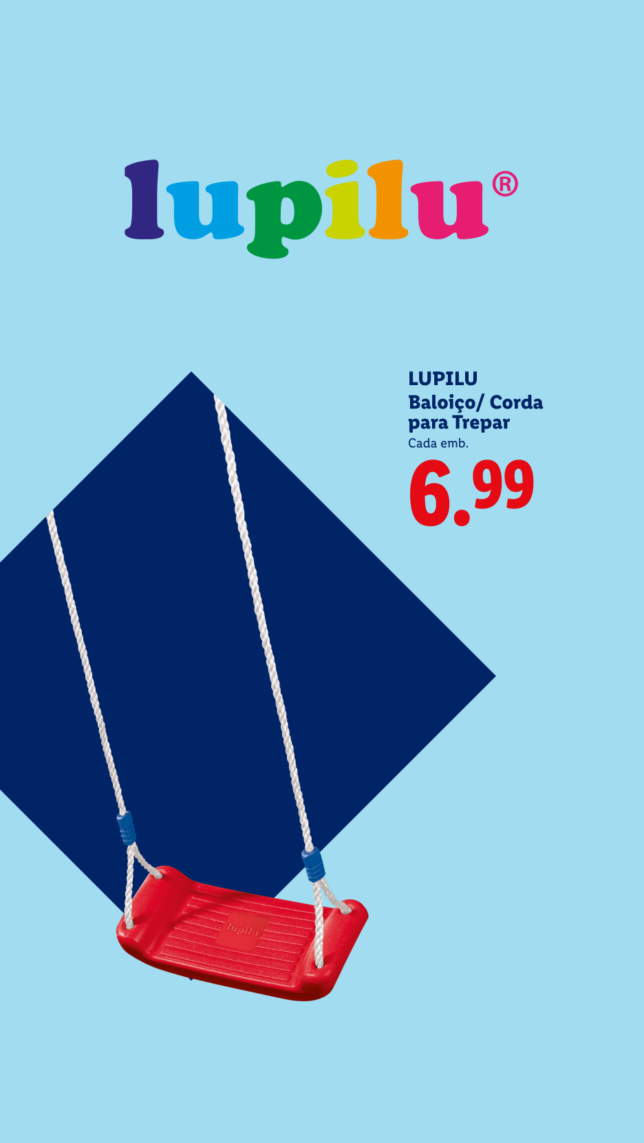 Balanço/corda para trepar vermelha com preço de 6,99€.