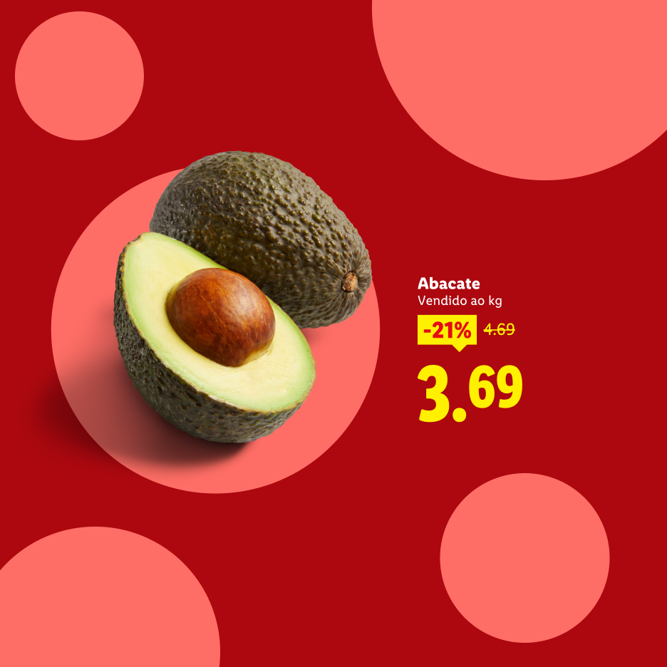 Abacates frescos com 21% de desconto, agora 3,69.