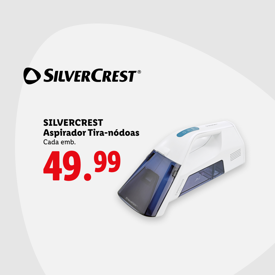 Aspirador tira-nódoas branco e azul com preço de 49,99.