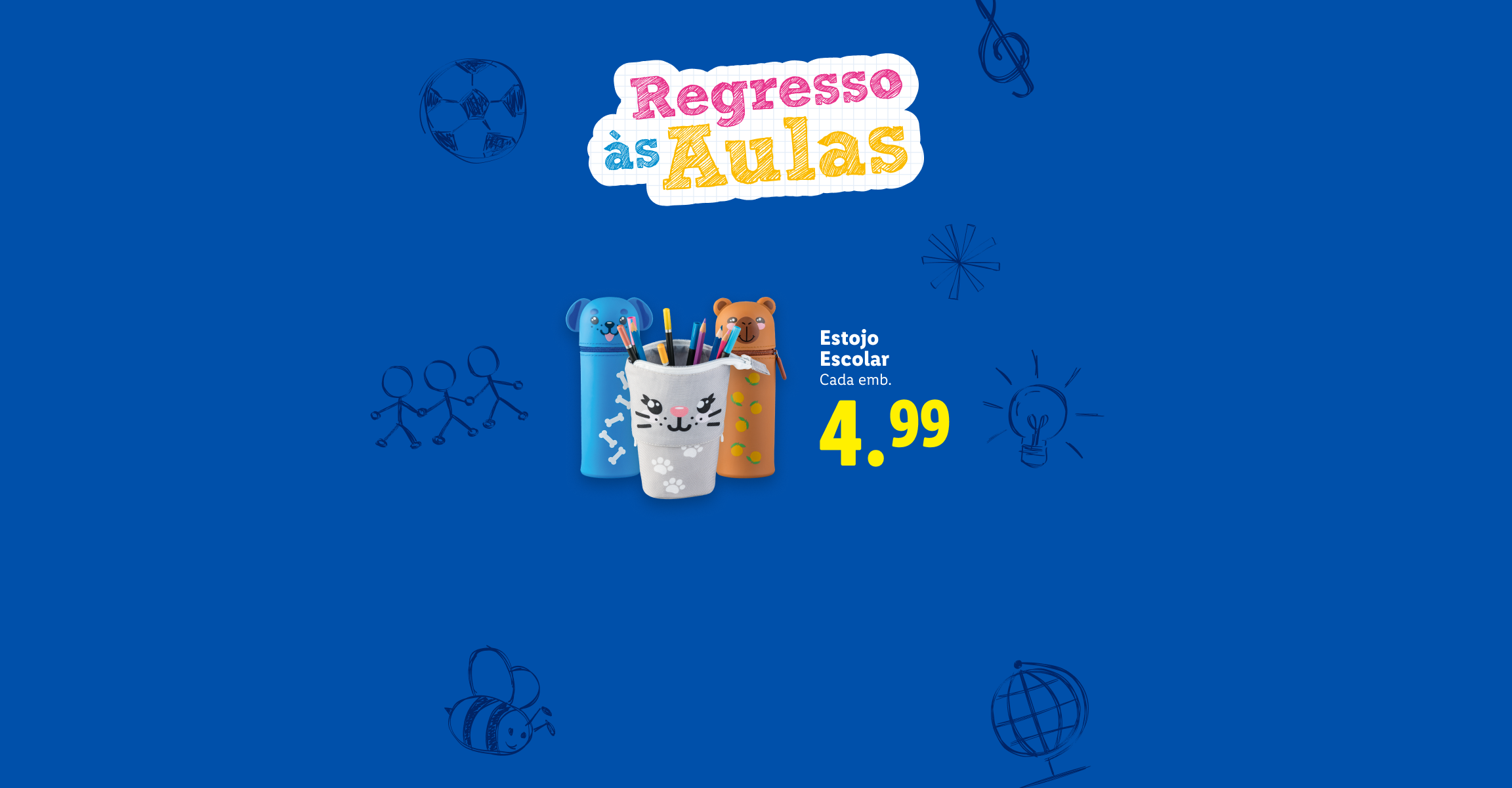Estojos escolares e canetas de feltro para o regresso às aulas.