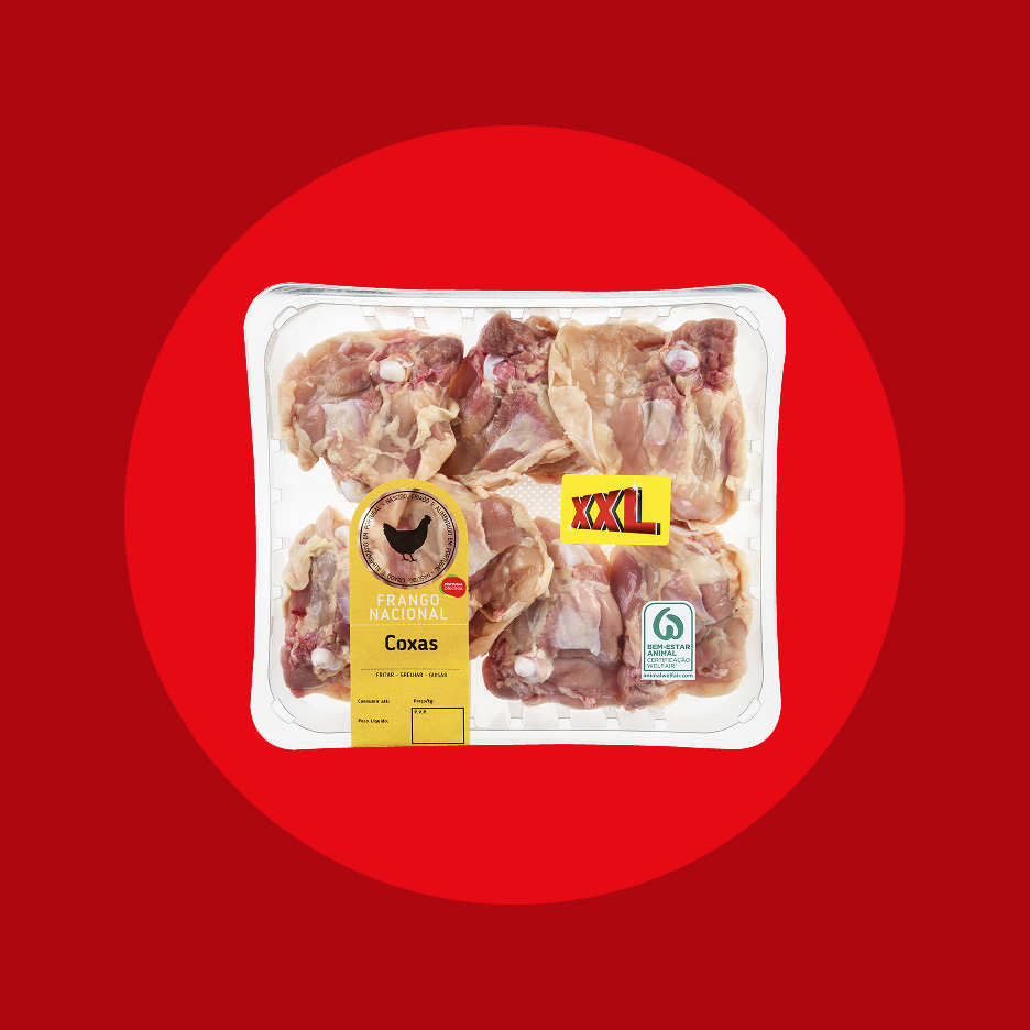 Embalagem de Coxas de Frango Nacional XXL