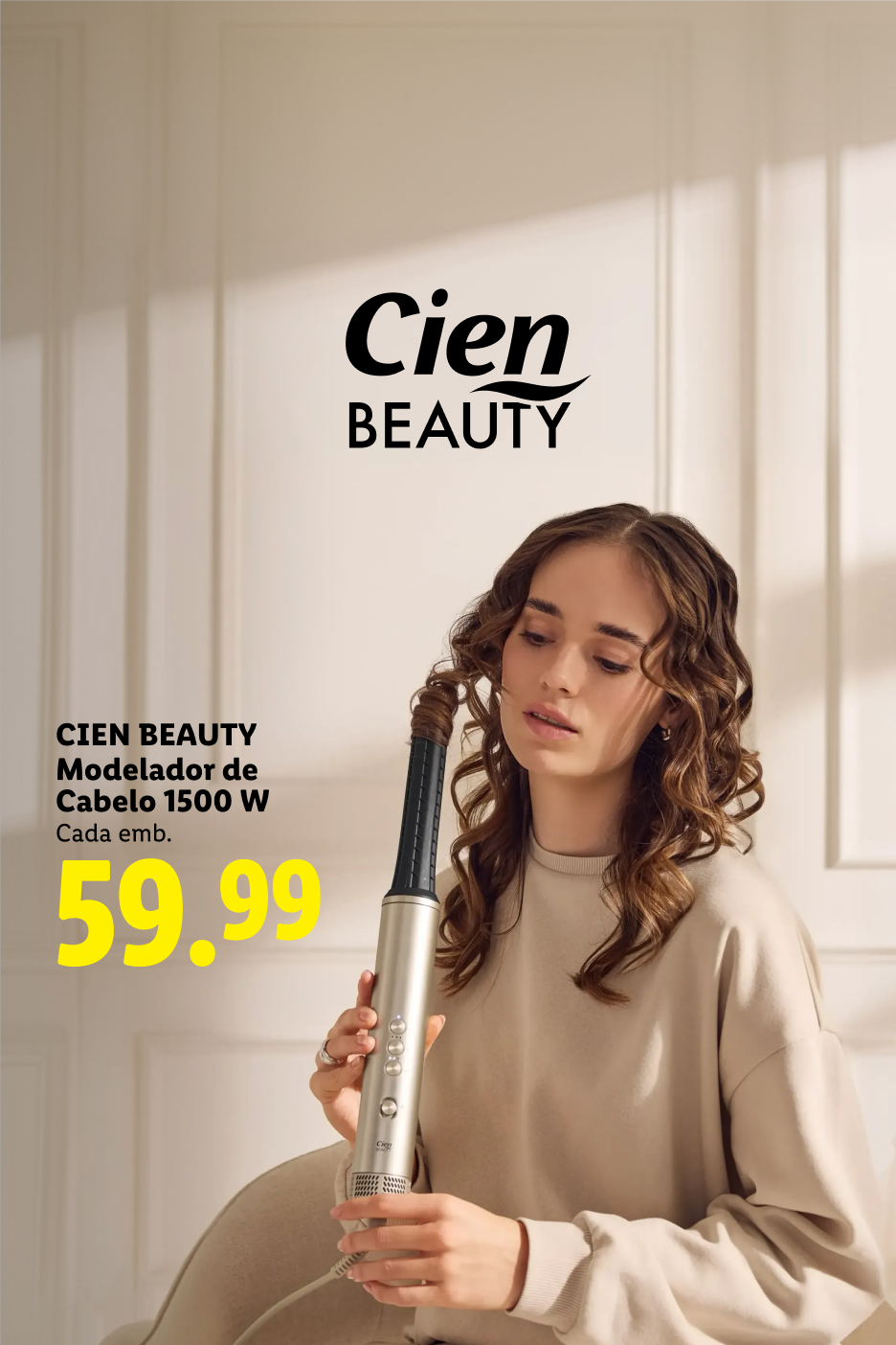 Modelador de cabelo de 1500 W por 59,99€.